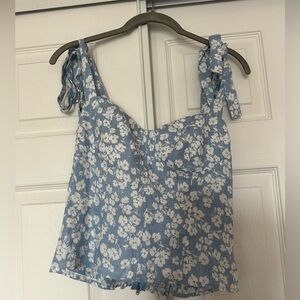 Reformation floral top with tie straps